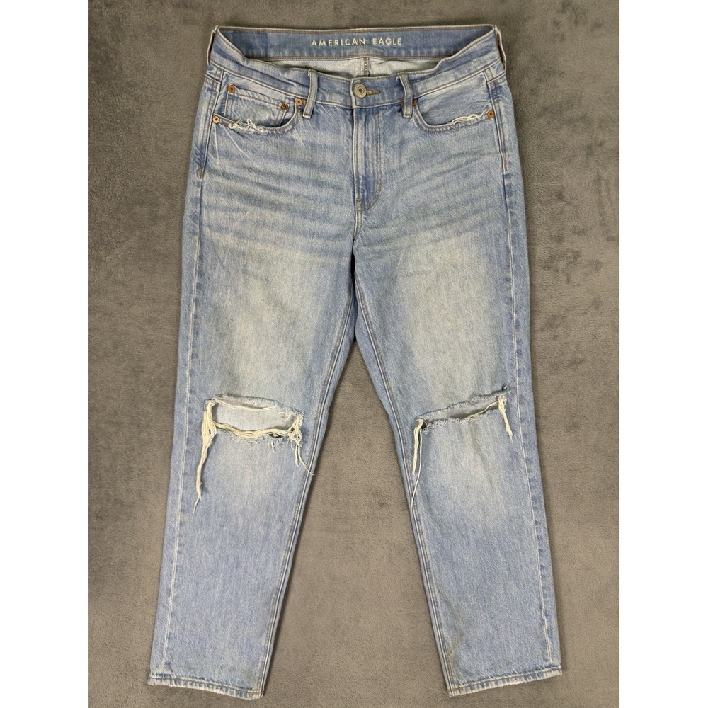 American Eagle Jeans Womens 8 Blue Light Wash Denim 90s Straight Mid Rise